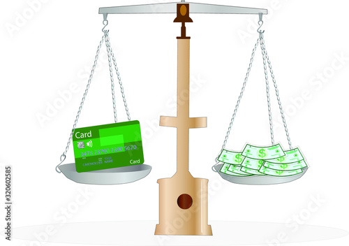 Credit card is a symbol of cashless payments and money is a symbol of cashless payments.