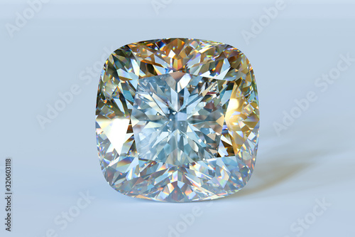 Valokuva Cushion cut diamond on light blue background