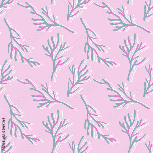 Seamless Pattern of Winter Twigs. Vector Background.