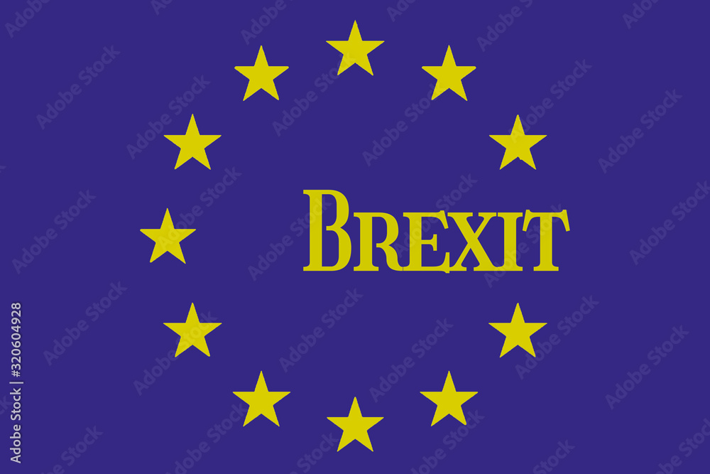The word Brexit instead of a star on the flag of the European Union