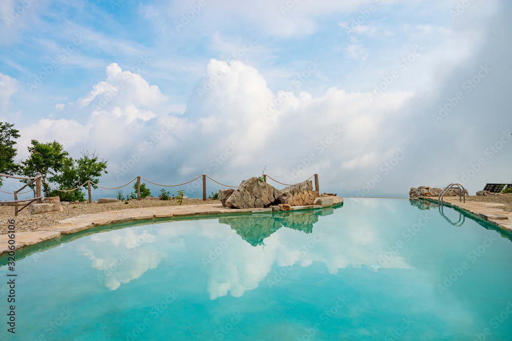 Beautiful swimming pool on the mountain top Beautiful swimming pool on the mountain top