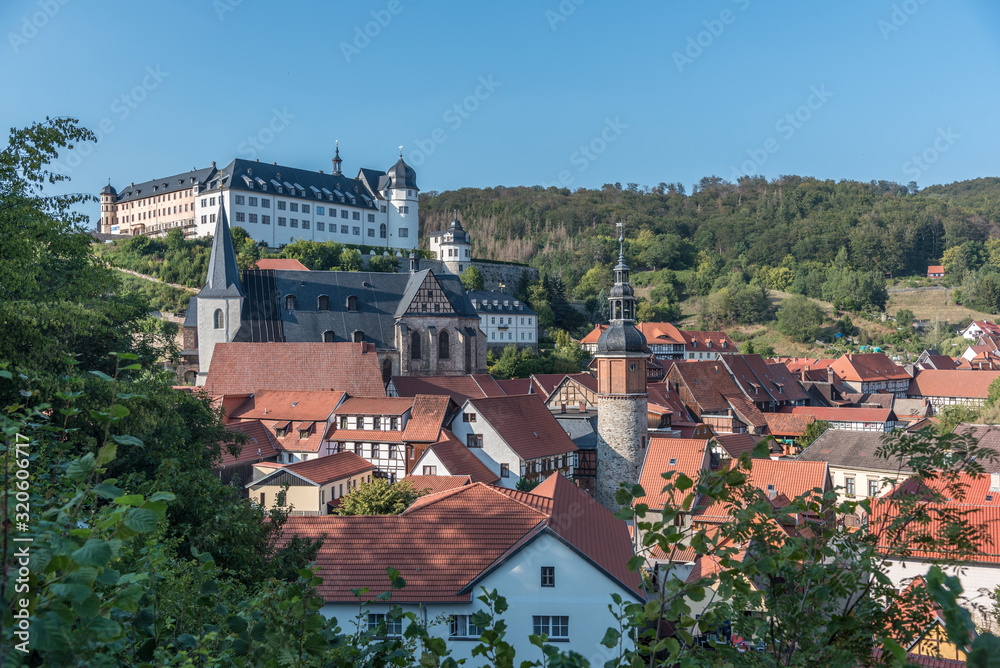 Stolberg im Harz Schlossansicht im Vordergrund die Saint George ChapelMartini Kirche