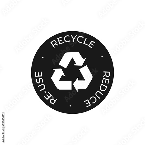 Recycle, reuse, reduce vector icon black