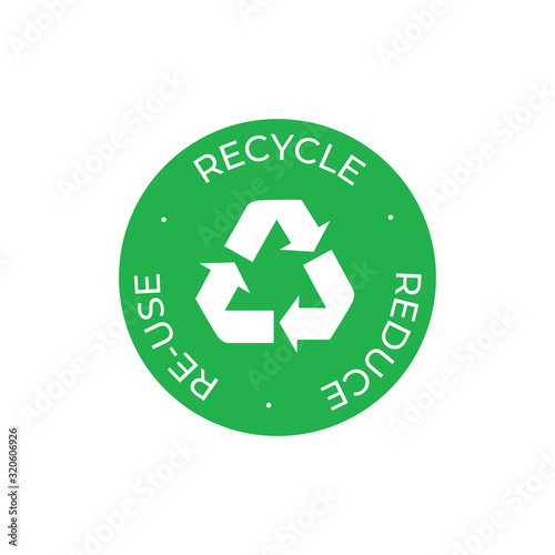 Recycle, reuse, reduce vector icon green