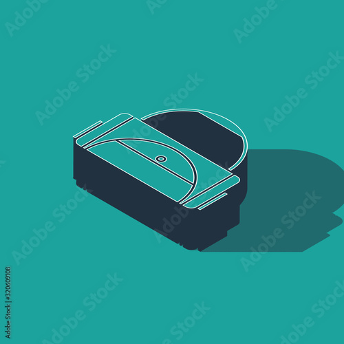 Isometric Sport bag icon isolated on green background. Vector Illustration