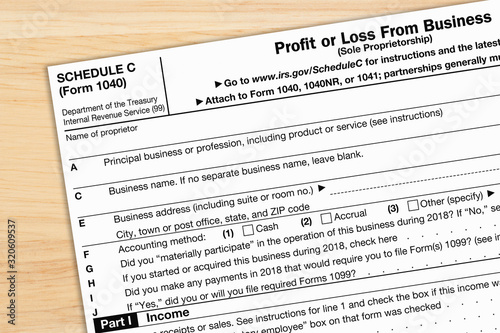 A US Federal tax 1040 schedule C income tax form