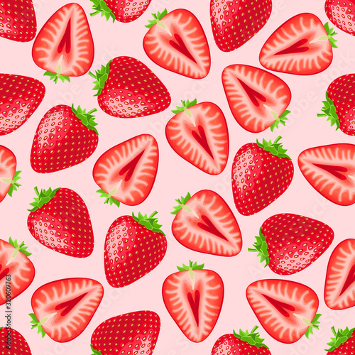 red strawberry seamless pattern. Texture for fabric, wrapping, wallpaper. Decorative print.