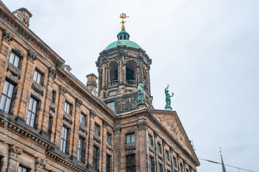 City hall or town hall of Amsterdam, the Netherlands. Historic building
