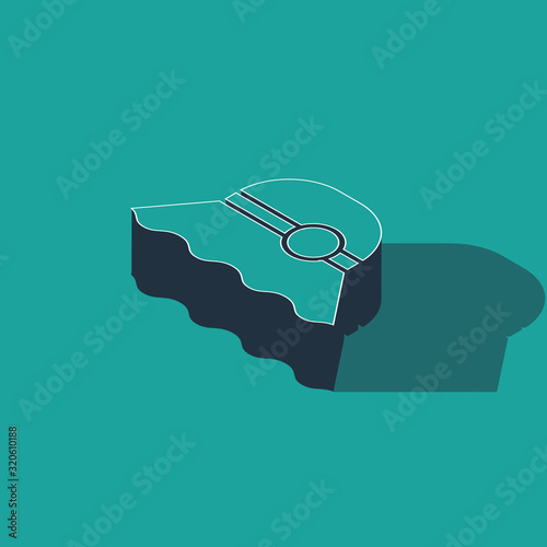 Isometric Elegant women hat icon isolated on green background. Vector Illustration