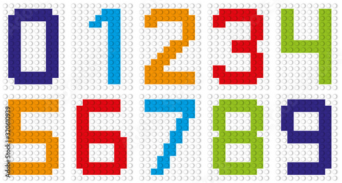 Obraz na płótnie Brick numbers set / collection of 0 - 9 numbers w salonie