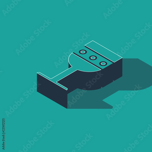 Isometric Medieval goblet icon isolated on green background. Vector Illustration