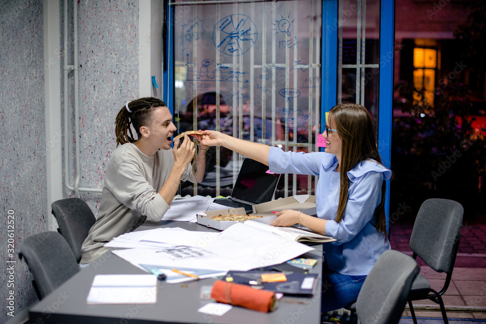 Fototapeta premium Young designers working on the project in the office