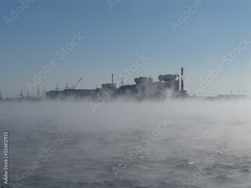 nuclear power plant in the fog
