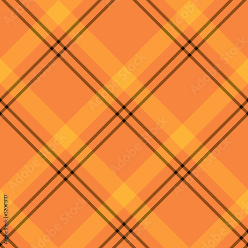 Seamless pattern in creative bright orange, black and yellow colors for plaid, fabric, textile, clothes, tablecloth and other things. Vector image. 2