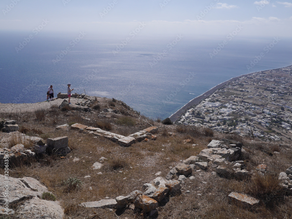 The ruins of the ancient city of Tehra on the plateau of Mesa Vouno mountain, on the island of Santorini, Greece. The ruins of the ancient city of Tehra on the plateau of Mesa Vouno mountain, on the island of Santorini, Greece.