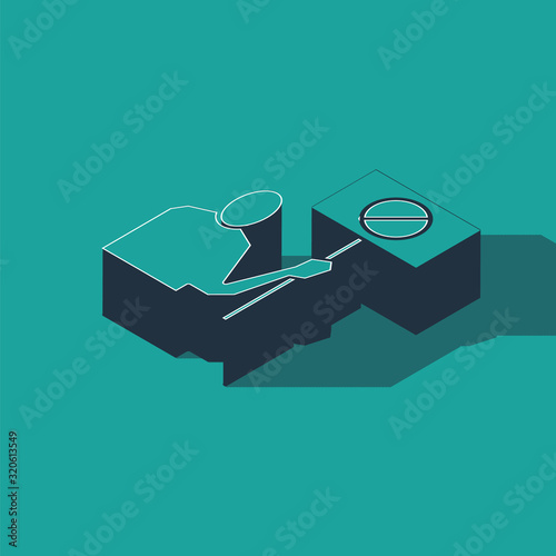 Isometric Nature saving protest icon isolated on green background. Earth planet protection, environmental issues demonstration. Vector Illustration