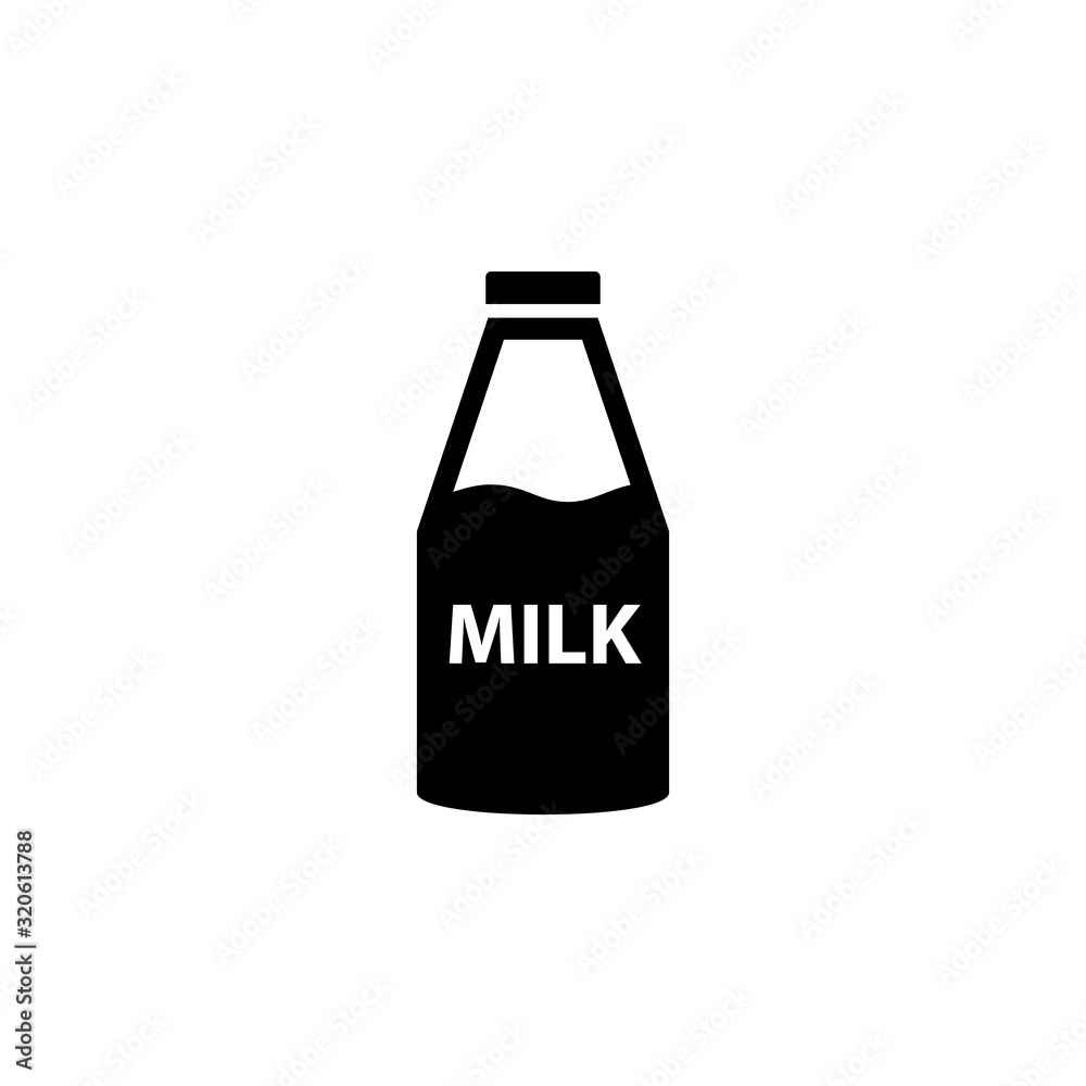 Bottle of milk silhouette icon. Clipart image isolated on white background Bottle of milk silhouette icon. Clipart image isolated on white background