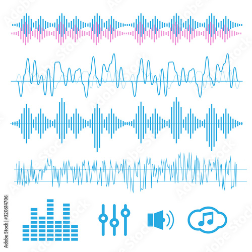 Vector sound. Soundwave musical icons. Radio wave vector