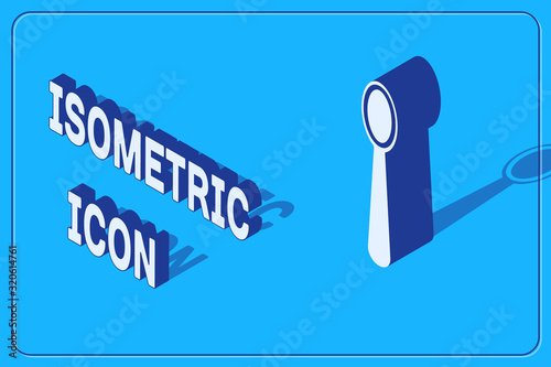 Isometric Disposable plastic spoon icon isolated on blue background. Vector Illustration