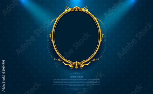 gold frame border octagon picture and pattern thai art