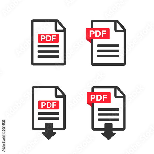 PDF File Icons. Document icon set. File Icons line style illustration