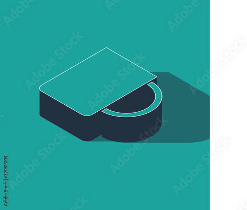 Isometric Coffee cup icon isolated on green background. Tea cup. Hot drink coffee. Vector Illustration