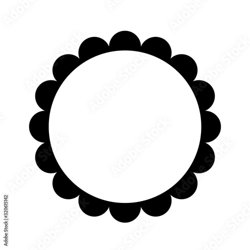 Scalloped circle frame. Clipart image isolated on white background