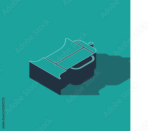 Isometric French press icon isolated on green background. Vector Illustration