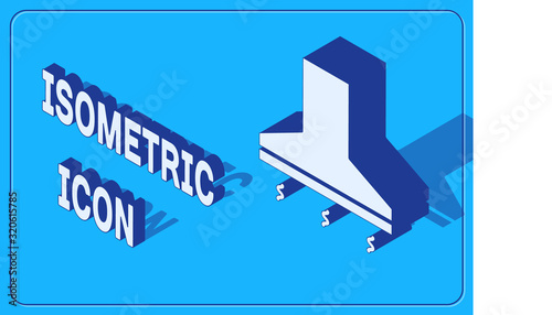 Isometric Kitchen extractor fan icon isolated on blue background. Cooker hood. Kitchen exhaust. Household appliance. Vector Illustration