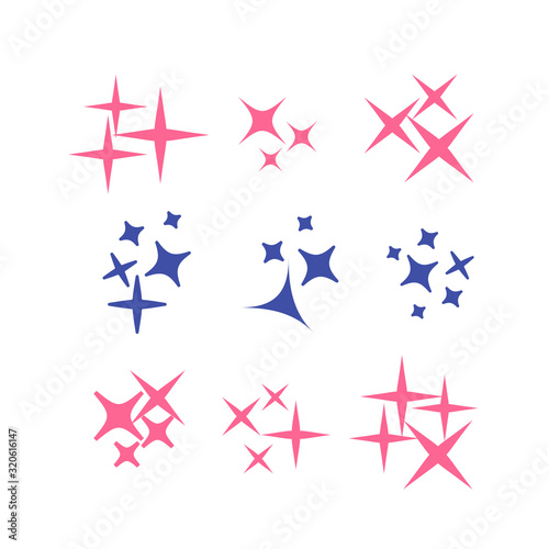 Sparkle lights stars set. Bright firework, decoration twinkle, shiny flash