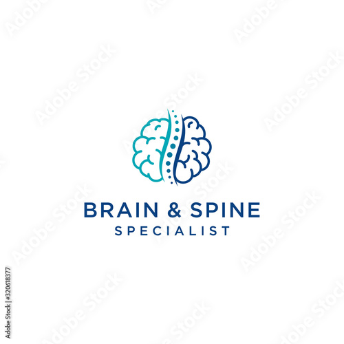 Creative  Modern brain and spine logo design template