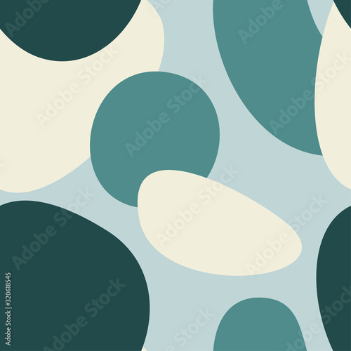 Abstract seamless background with organic shapes in green colors. Contemporary collage. Vector