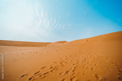 Walking on the sand dunes, Namibia, Africa