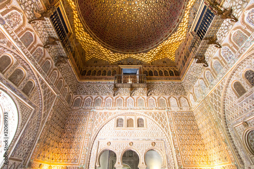 The Hall of Ambassadors at Mudejar palace of Alcazar, Seville, Spain