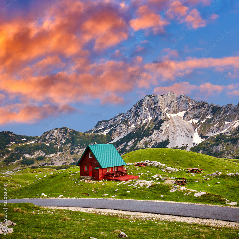 Amaizing sunset view on Durmitor mountains, National Park, Mediterranean, Montenegro, Balkans, Europe. Bright summer view from Sedlo pass. Instagram picture. Way through the mountain. Amaizing sunset view on Durmitor mountains, National Park, Mediterranean, Montenegro, Balkans, Europe. Bright summer view from Sedlo pass. Instagram picture. Way through the mountain.