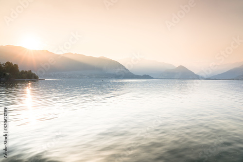 Lake Maggiore at sunset, Italy