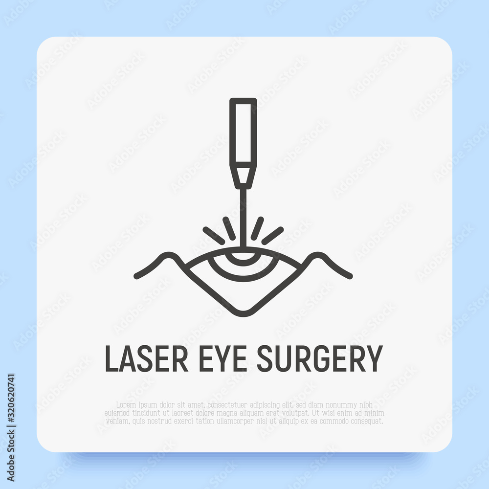 Laser eye surgery thin line icon..Ophthalmology. Lasik vision correction. Vector illustration. Laser eye surgery thin line icon..Ophthalmology. Lasik vision correction. Vector illustration.