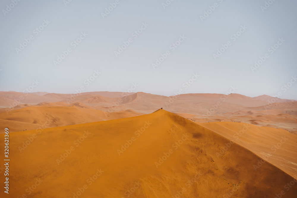 Walking on the sand dunes, Namibia, Africa