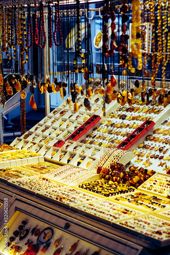Stall with baltic amber jewellery
