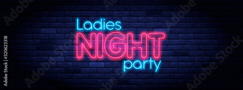 Ladies night party neon banner
