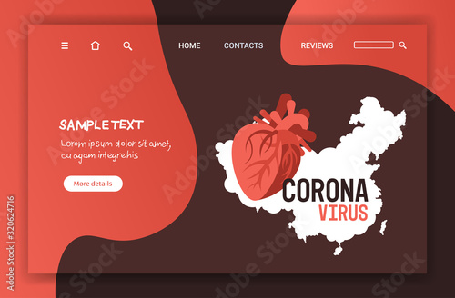 epidemic MERS-CoV floating influenza virus cells human injured heart wuhan coronavirus 2019-nCoV pandemic medical health risk chinese map horizontal copy space vector illustration
