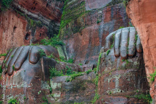 Giant Buddha, the largest buddha of the world carved on Emei Shan, sacred mount, Leshan, Sichuan, China