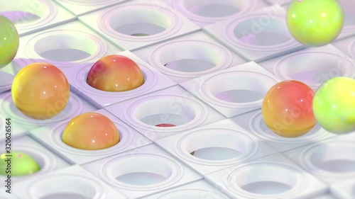 Abstract 3d motion background render loop  with multicolor spheres.