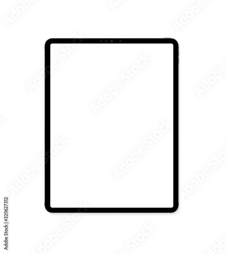 Empty screen tablet computer mockup design. Modern tablet PC isolated on white background. Vector Illustration