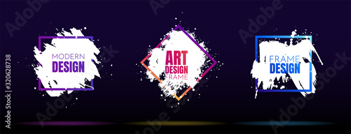 Vector frame for text. Modern Art graphics. Dynamic frame stylish geometric black background. Element for design business cards, invitations, gift cards, flyers social media, cover, poster, website