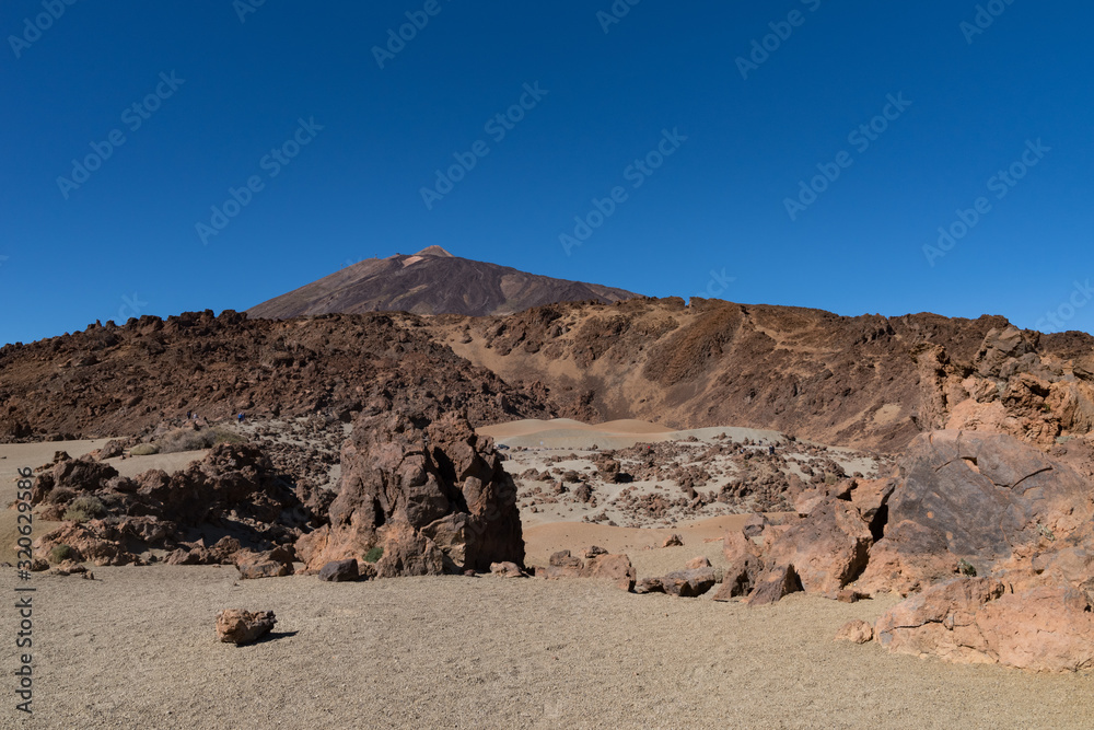 Martian landscape on the eastern slopes of Montana Blanca Mirador las Minas de San Jose, Teide National park, Tenerife, Canary islands, Spain