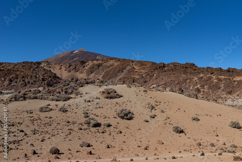 Martian landscape on the eastern slopes of Montana Blanca Mirador las Minas de San Jose, Teide National park, Tenerife, Canary islands, Spain