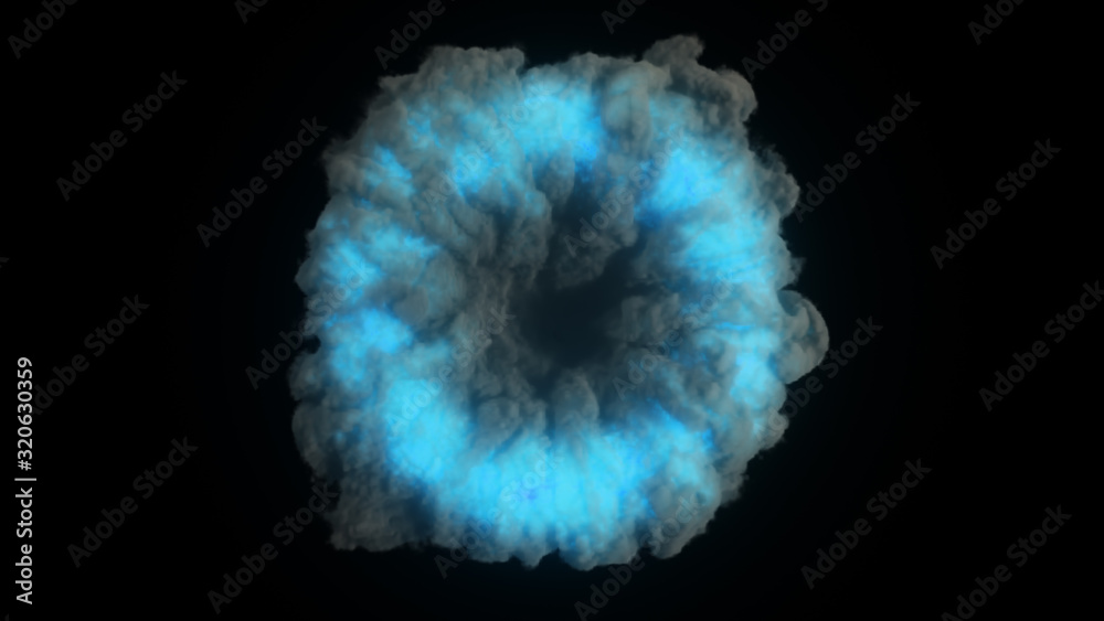 Αυτοκόλλητο Abstract portal in thick puffs of smoke on an isolated black background