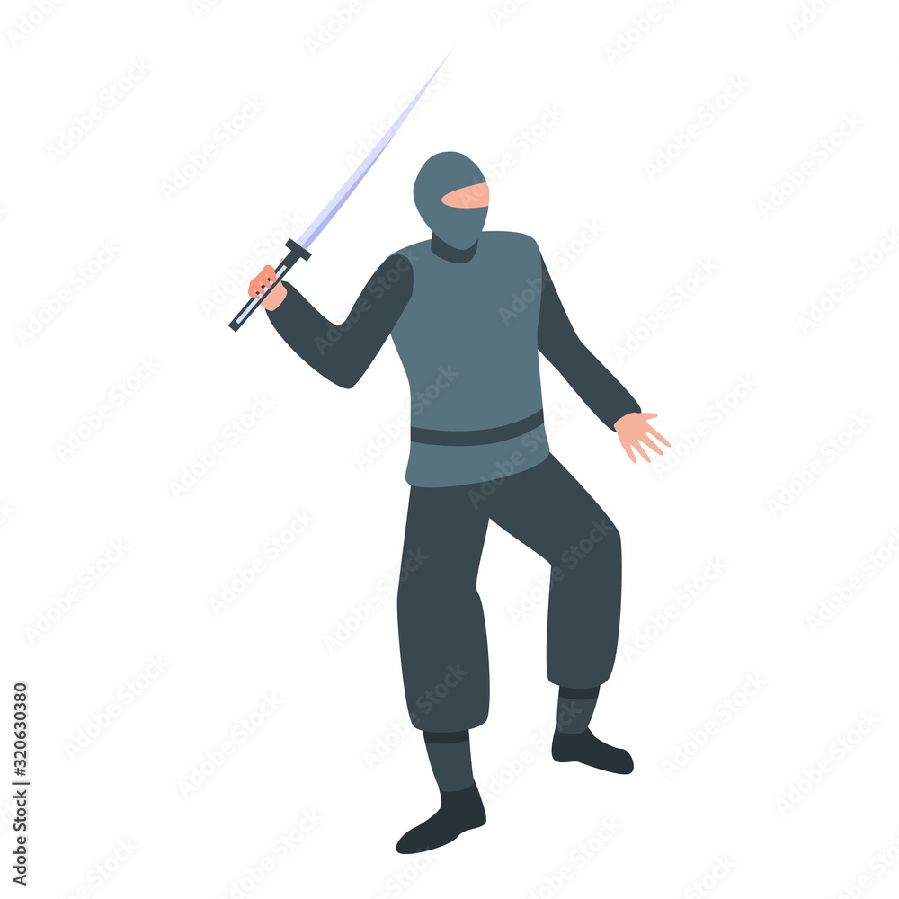 Fighting ninja icon. Isometric of fighting ninja vector icon for web design isolated on white background Fighting ninja icon. Isometric of fighting ninja vector icon for web design isolated on white background