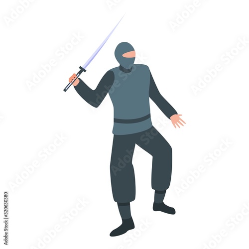 Fighting ninja icon. Isometric of fighting ninja vector icon for web design isolated on white background